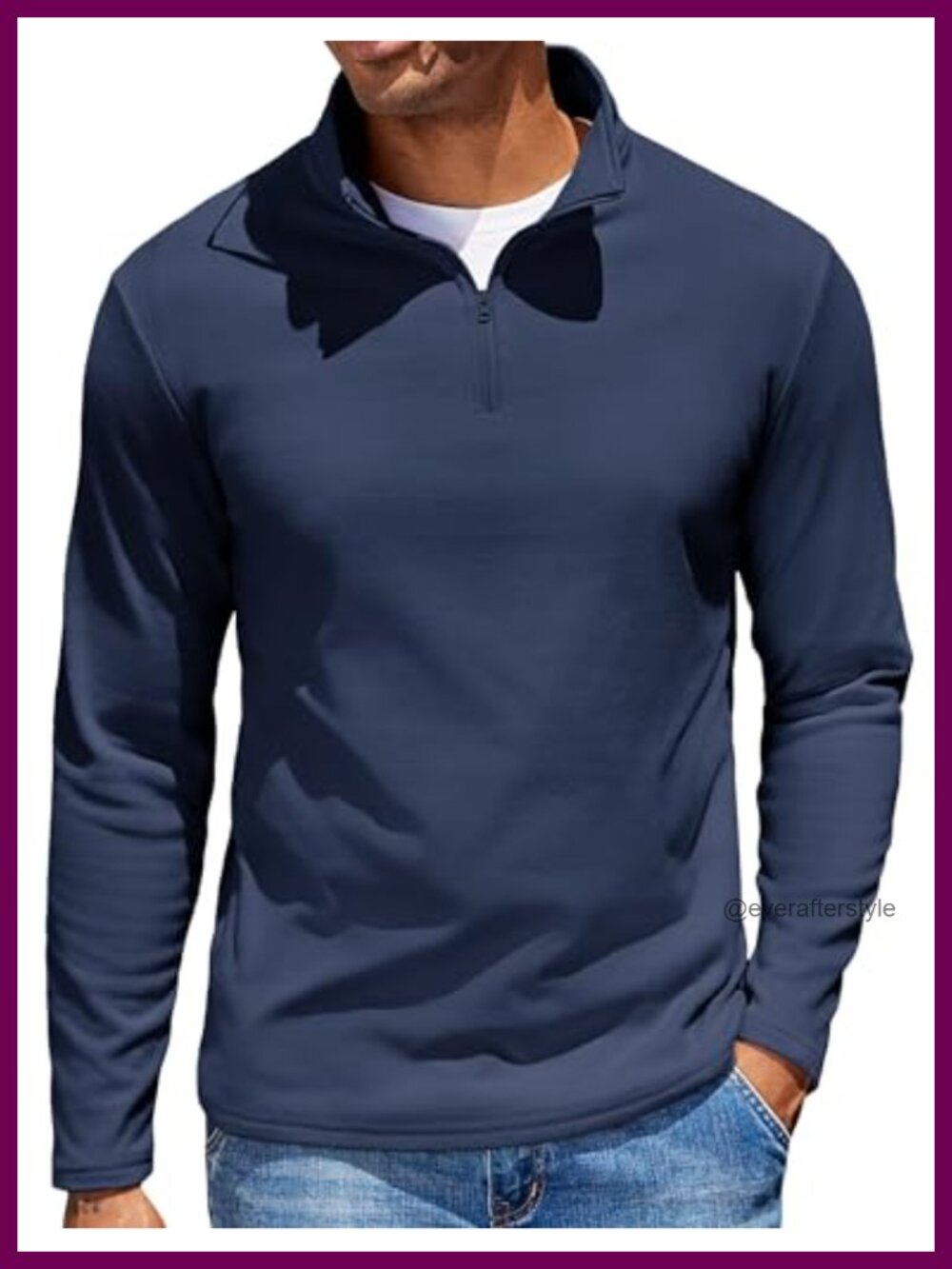 Men's Quarter Zip Fleece Pullover Long Sleeve Mock Neck Sweatshirt